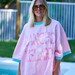 Hibiscus Hotel - Pink & Mint Rancho Relaxo Oversized Tee