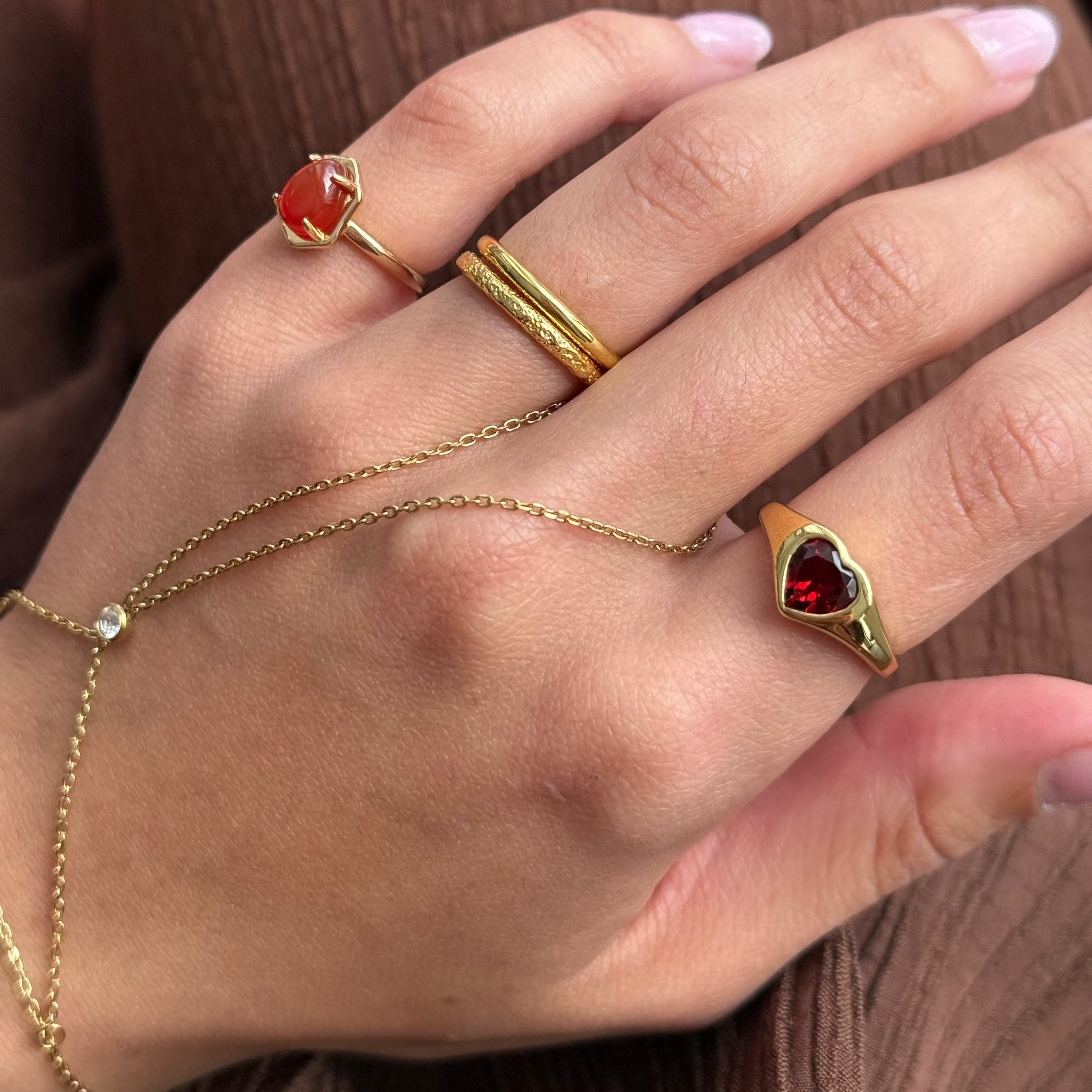 Crimson Garnet Heart Ring