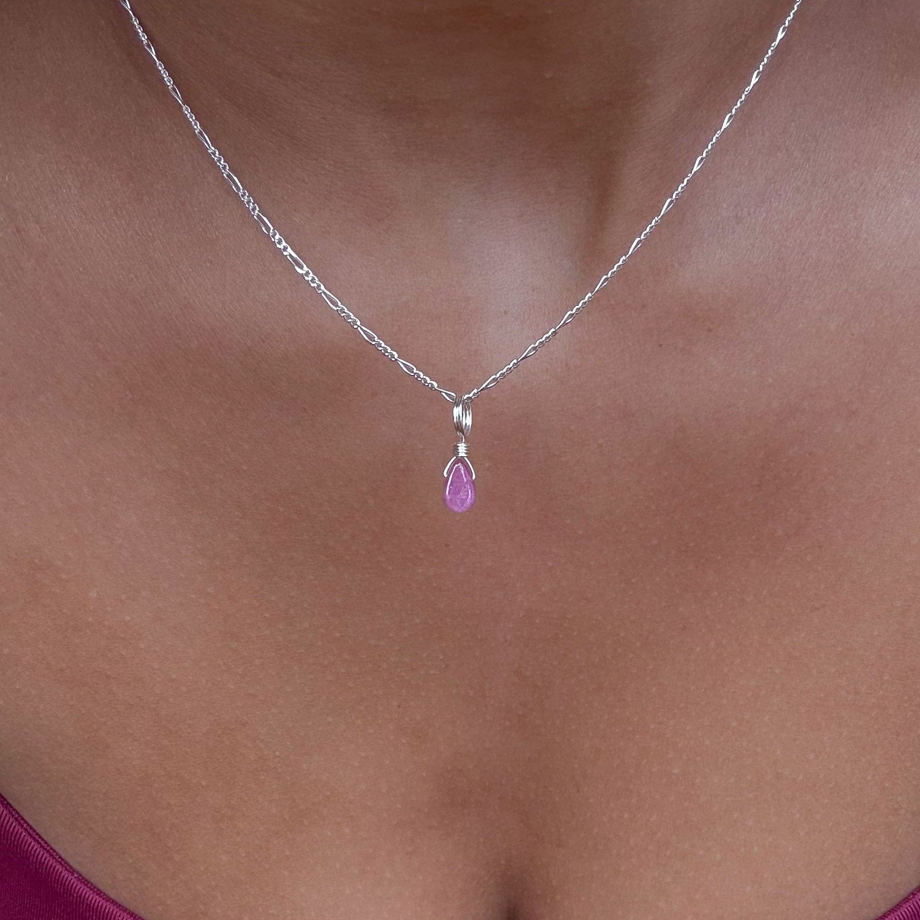 Pink Tourmaline Petite Droplet - October Birthstone