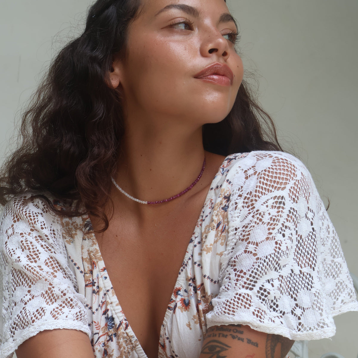 Ruby and Moonstone for Passion - Crystal Beaded Necklace