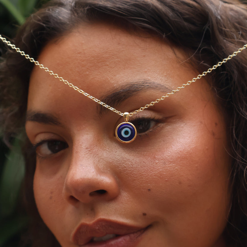 Azura evil eye charm necklace in gold protection set