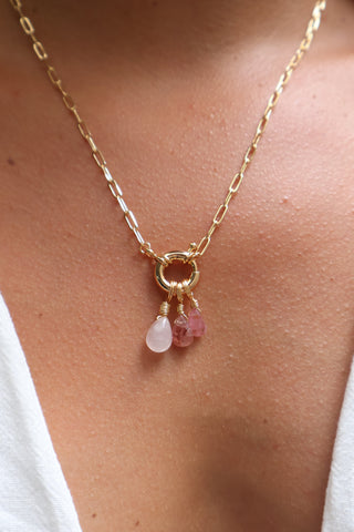 Pink Tourmaline Petite Droplet - October Birthstone