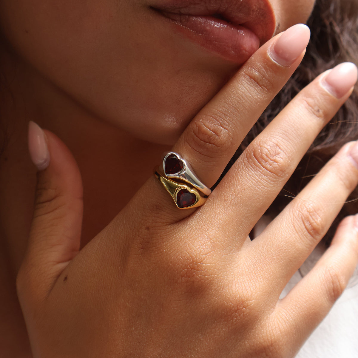 Crimson Garnet Heart Ring