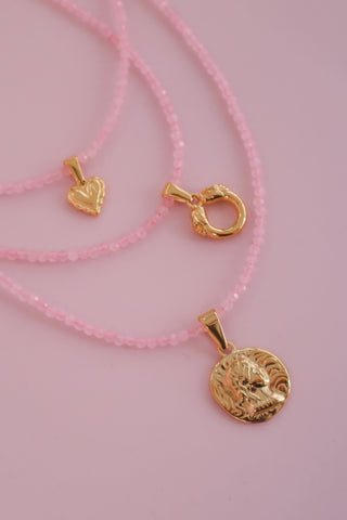 Rose Quartz Beaded Necklace - Waterproof