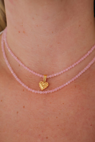 Rose Quartz Beaded Necklace - Waterproof