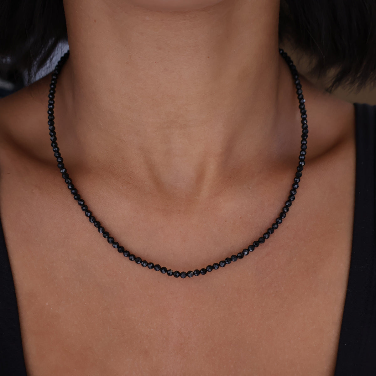 Black Spinel for Protection with Boundaries - Crystal Beaded Necklace