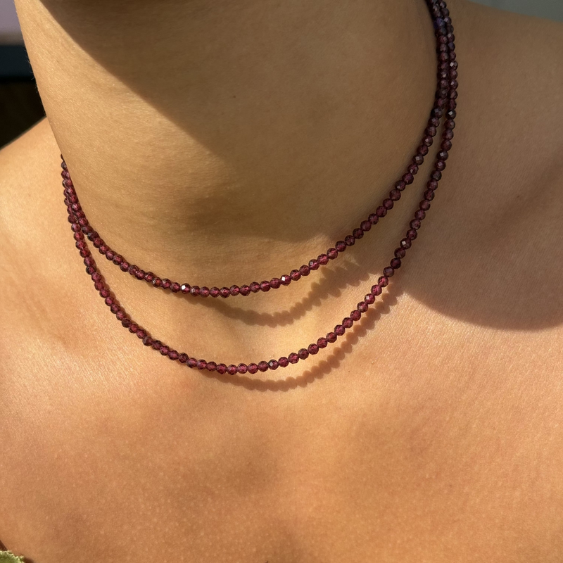 Garnet crystal beaded necklace for motivation