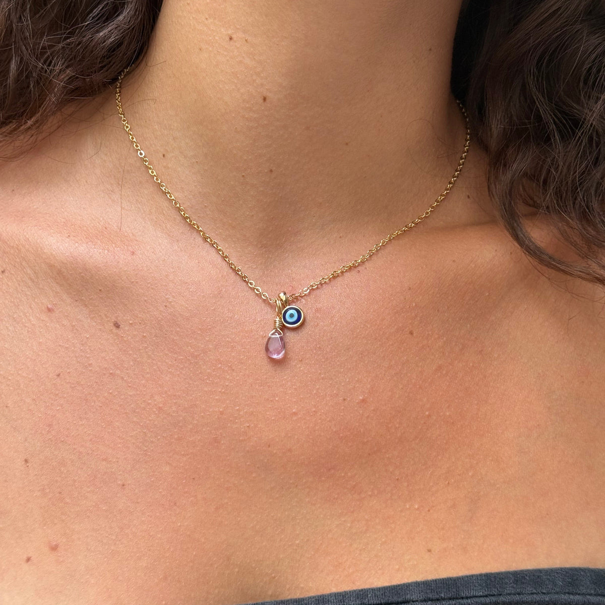 Protection Bundle: Evil Eye Charm + Crystal Charm + Necklace