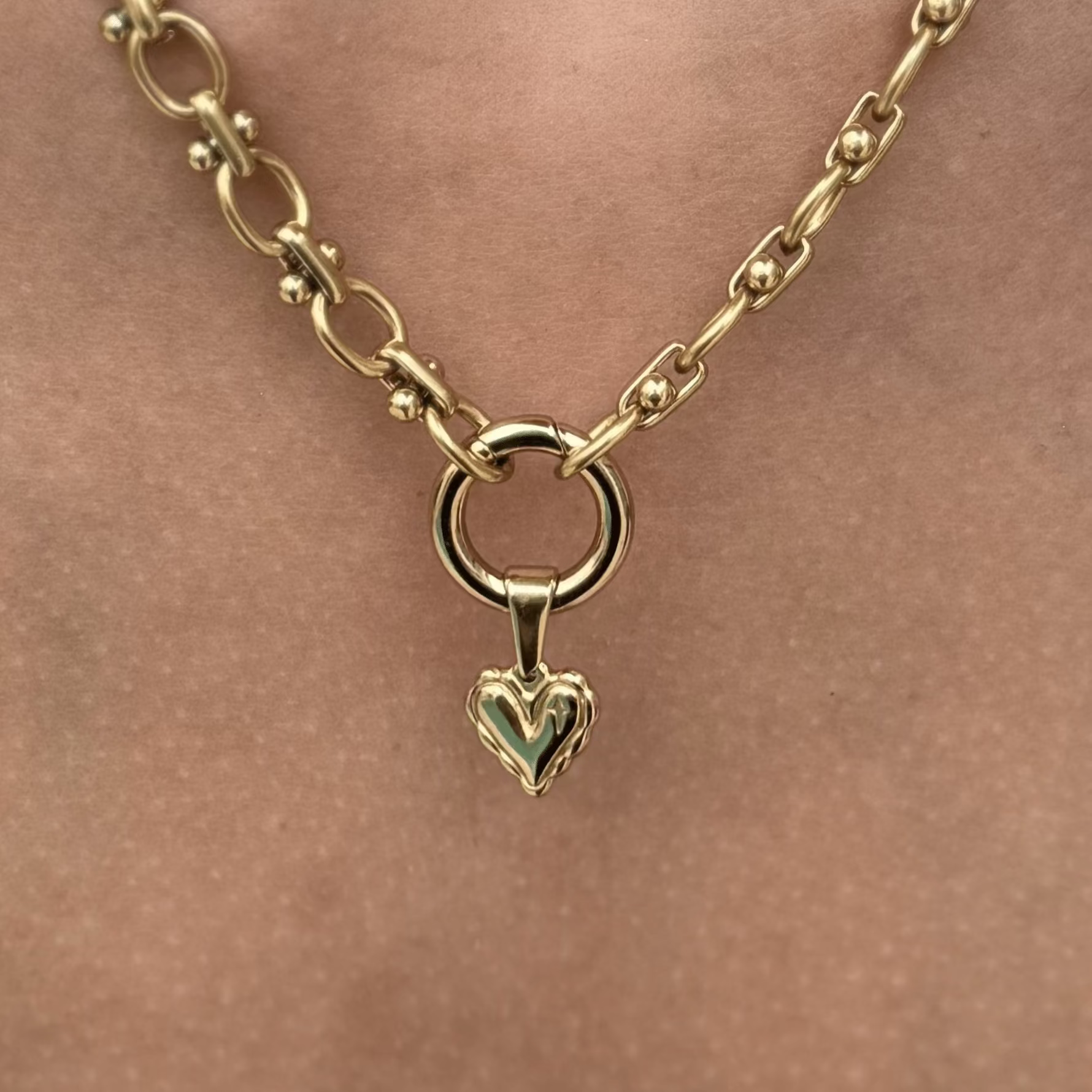 Heart charm pendant in waterproof gold
