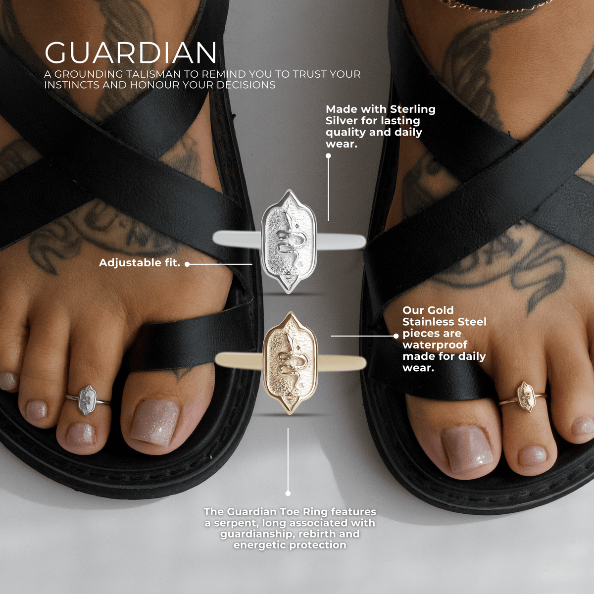 Guardian Snake Toe Ring - For Personal Transformation
