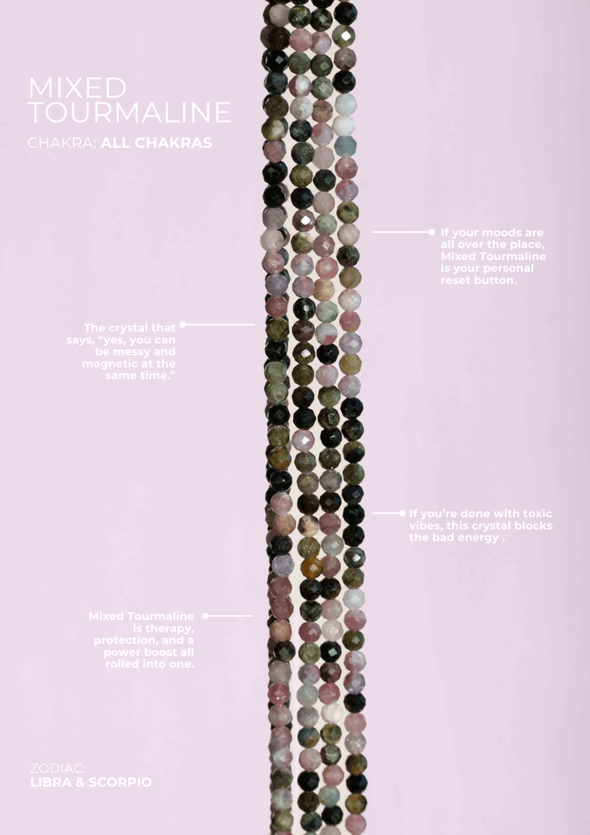 Mixed Tourmaline for Self Care - Crystal Beaded Bracelet