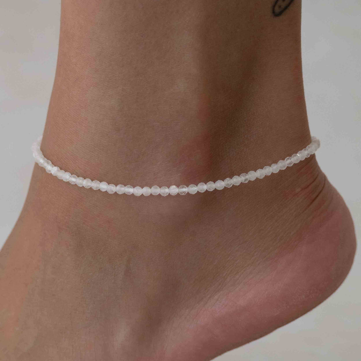 Moonstone crystal beaded anklet for feminine energy