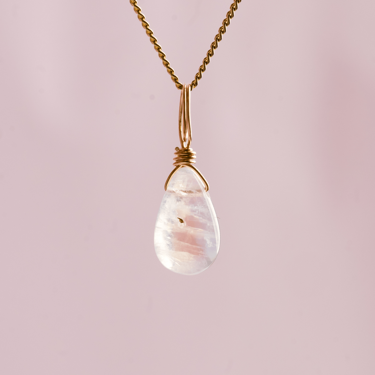 Moonstone crystal charm droplet for new beginnings