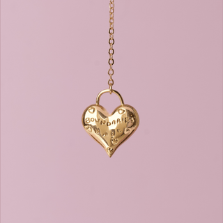 Boundaries Babe engraved heart charm in waterproof gold