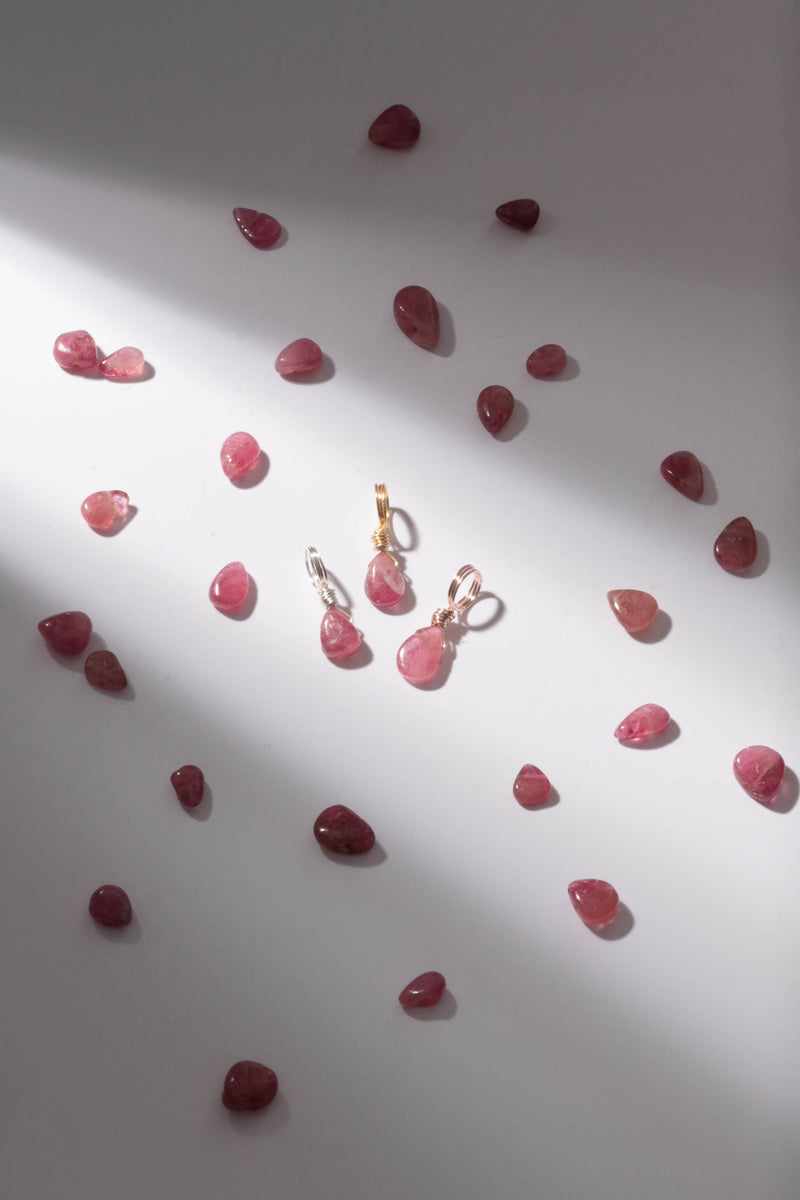 Pink Tourmaline Petite Droplet - October Birthstone