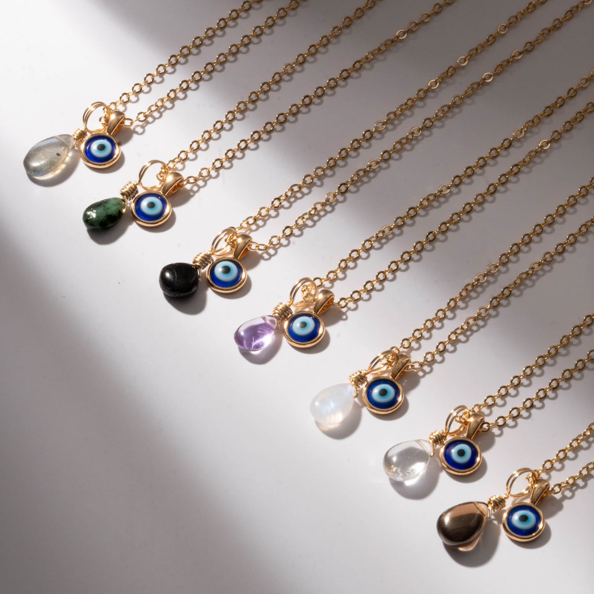 Protection Bundle: Evil Eye Charm + Crystal Charm + Necklace