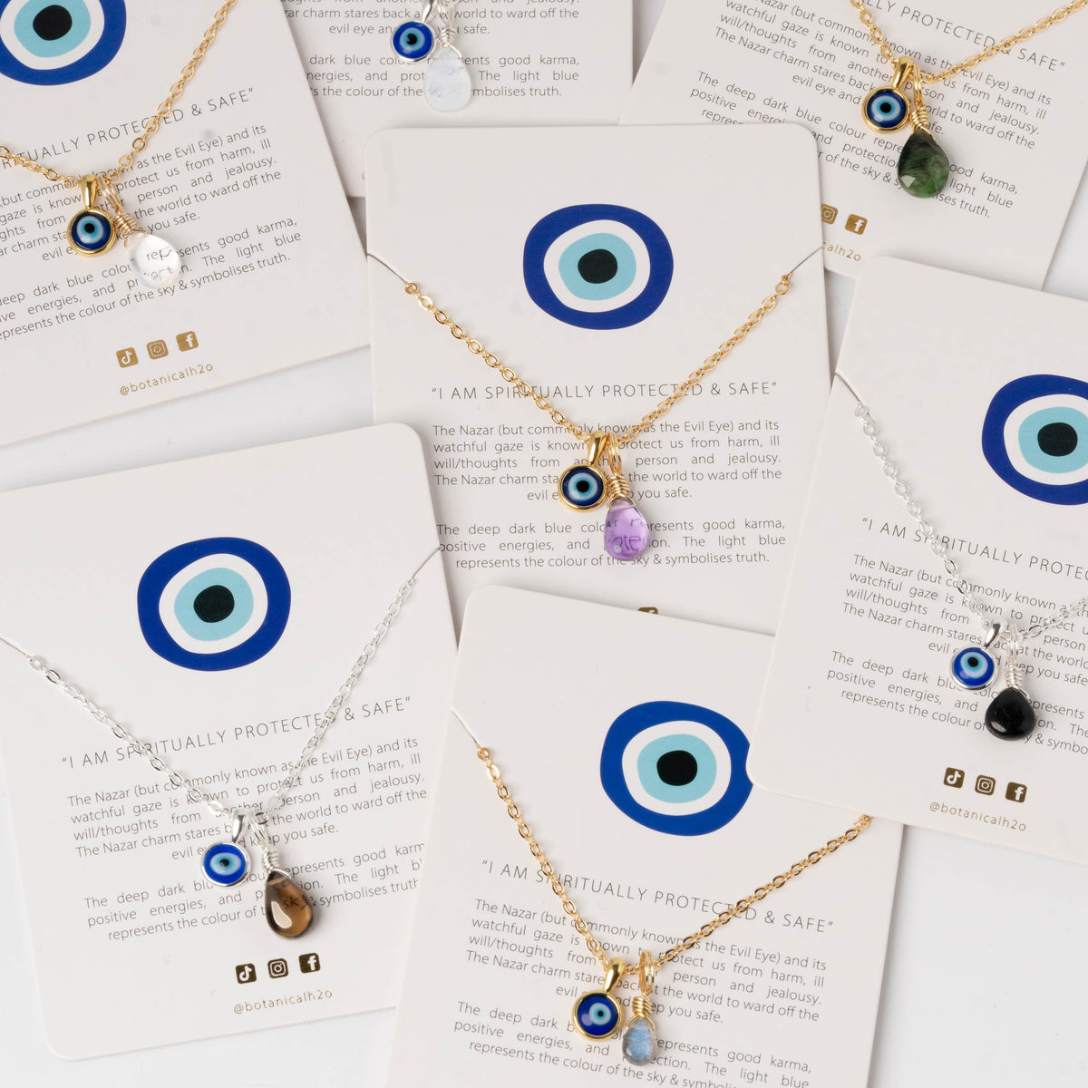 Protection Bundle: Evil Eye Charm + Crystal Charm + Necklace