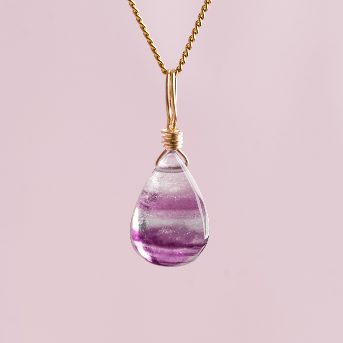 Rainbow fluorite crystal charm droplet for less overthinking