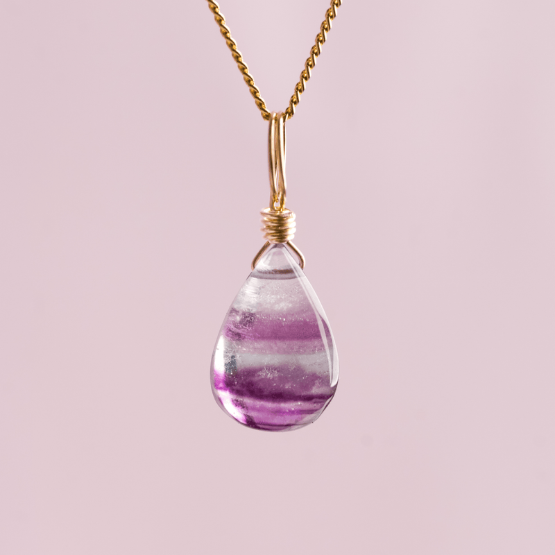 Rainbow fluorite crystal charm droplet for less overthinking