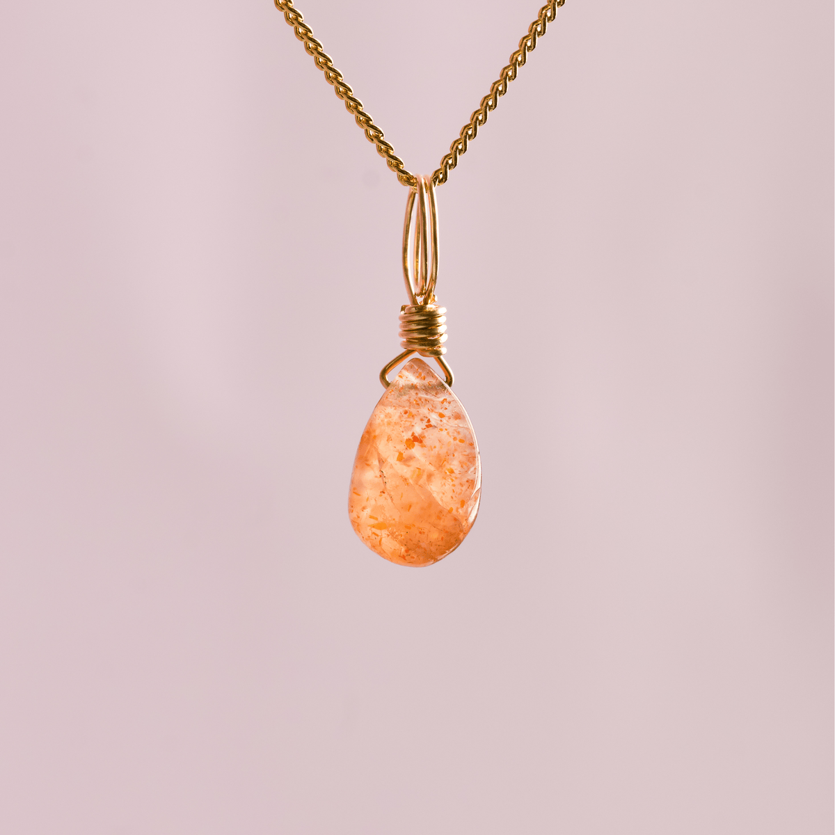 Sunstone crystal charm droplet for empowered energy