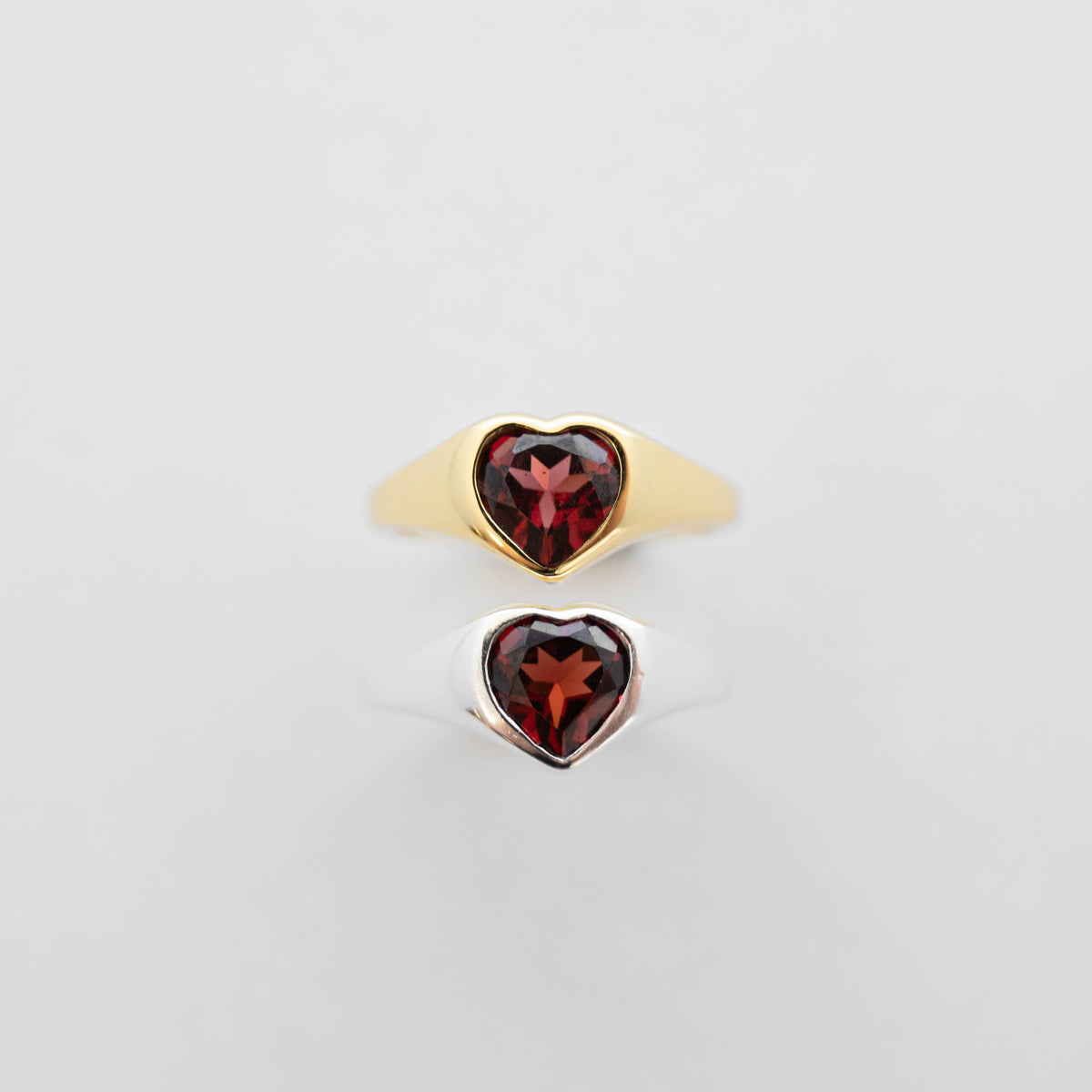 Crimson Garnet Heart Ring