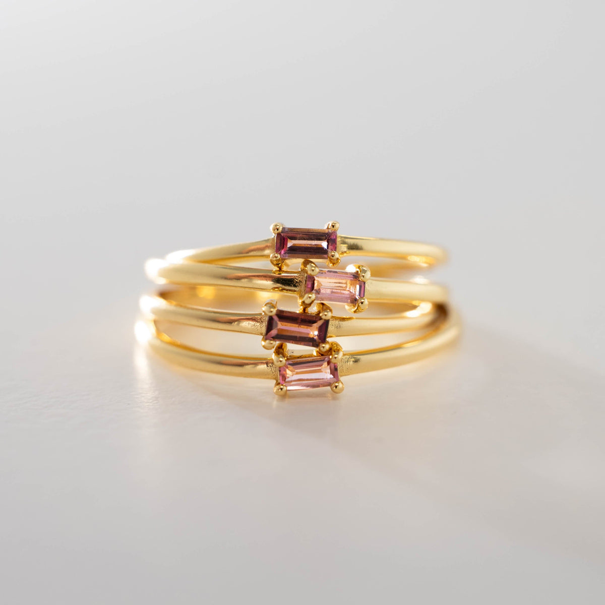 Rosette pink tourmaline heart healing ring in gold