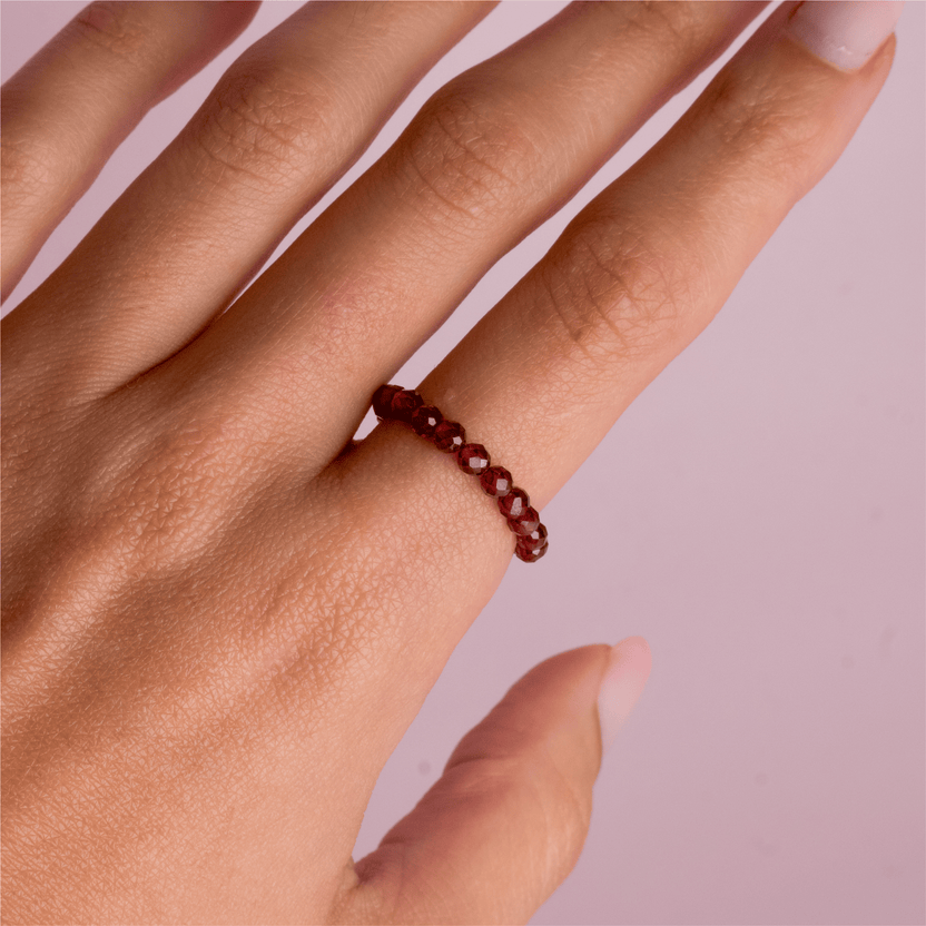 Garnet for Motivation | Crystal Beaded Ring