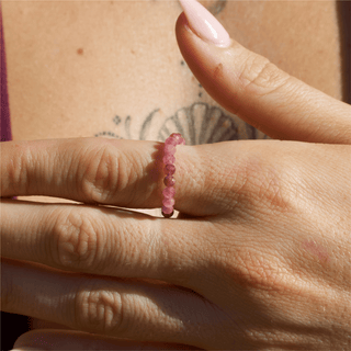 Pink Tourmaline for Self Love | Crystal Beaded Ring