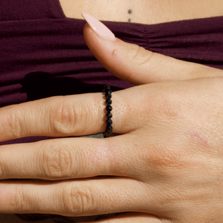 Black Spinel for Protection | Crystal Beaded Ring