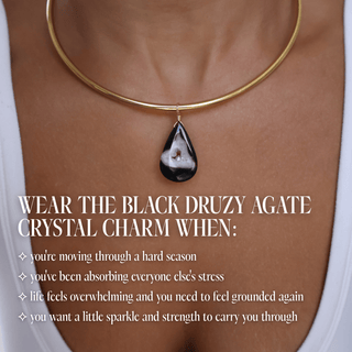 Black Druzy Agate for Protection - Crystal Charm