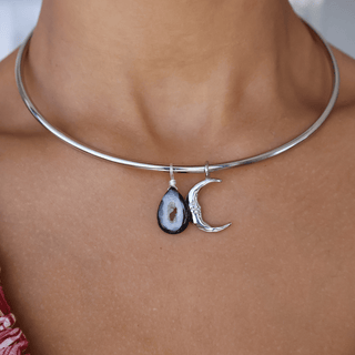 Black Druzy Agate for Protection - Crystal Charm