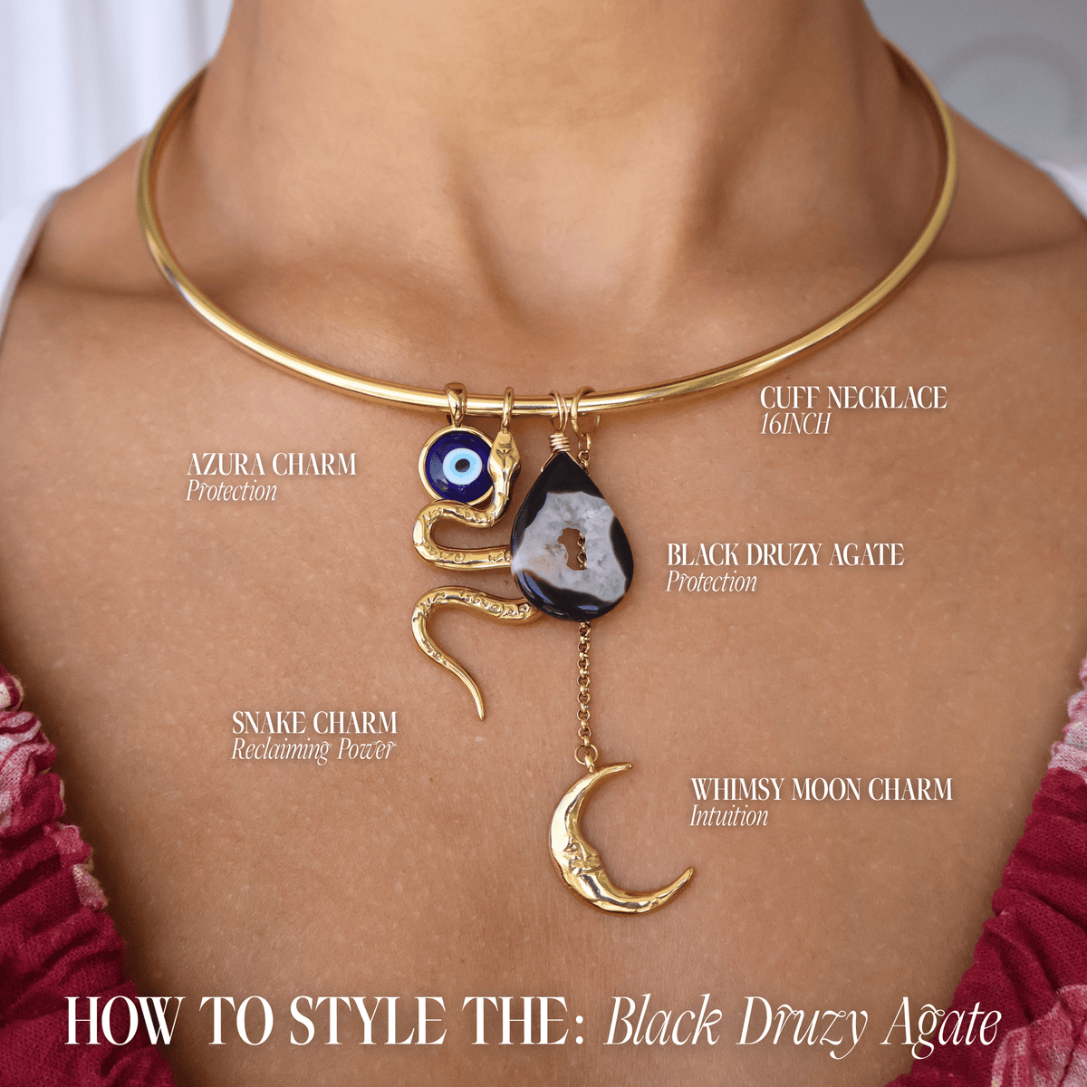 Black Druzy Agate for Protection - Crystal Charm
