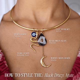 Black Druzy Agate for Protection - Crystal Charm