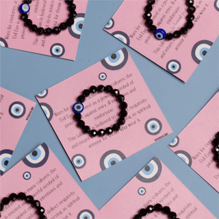 Black Spinel with Evil Eye for Protection | Crystal Beaded Ring