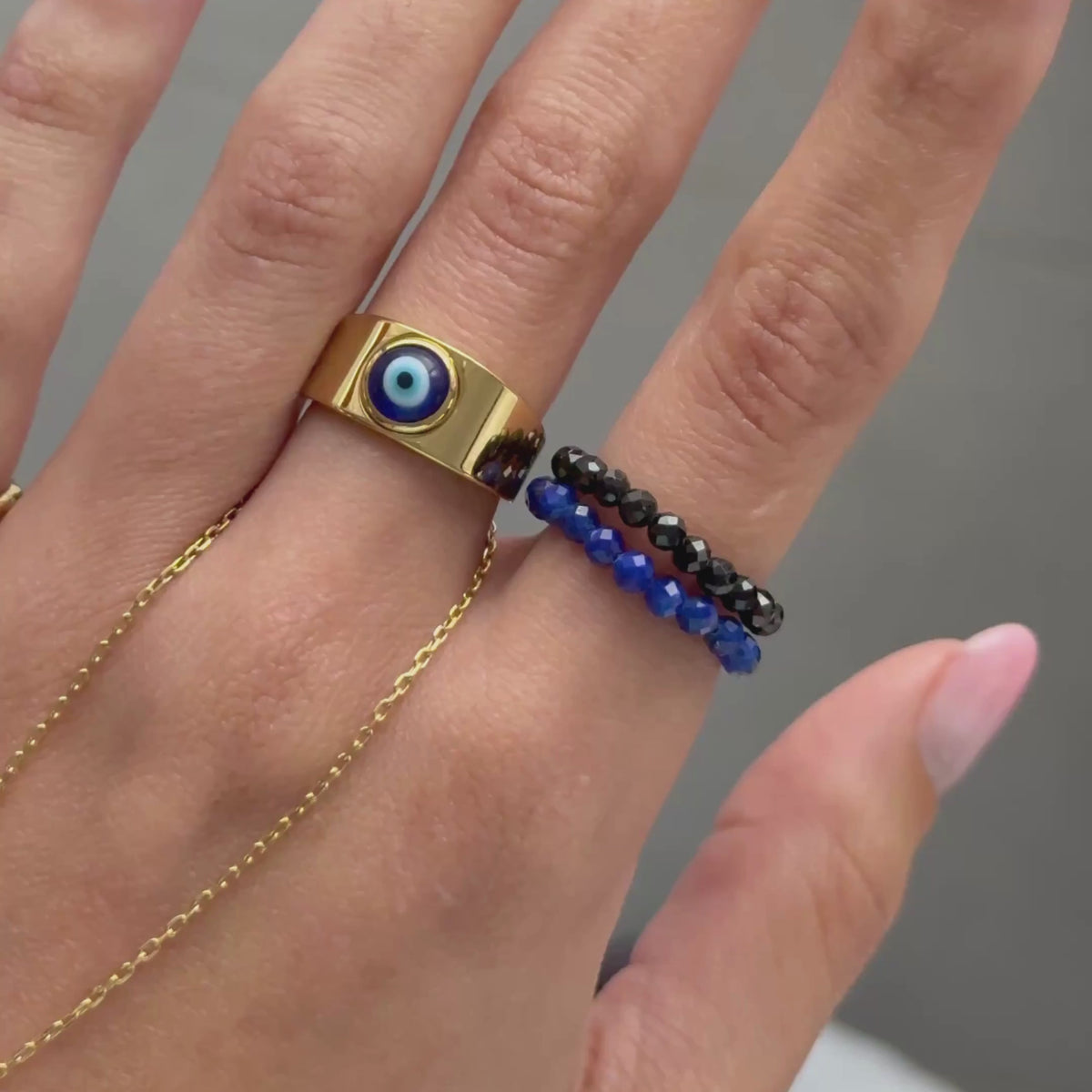 Unbothered Energy Bundle | Lapis Lazuli Ring + Black Spinel Ring