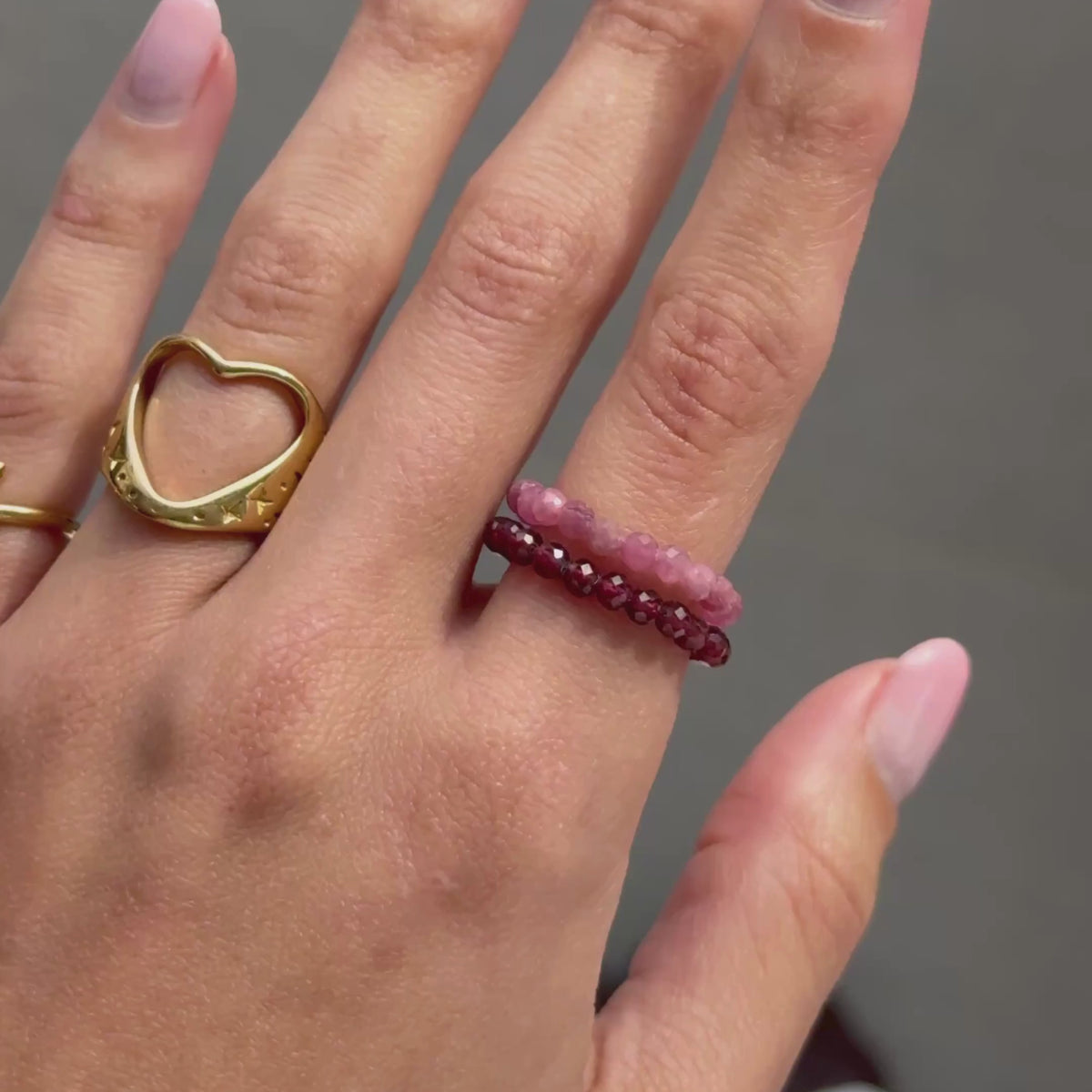 Magnetic Energy Bundle | Pink Tourmaline Ring + Garnet Ring